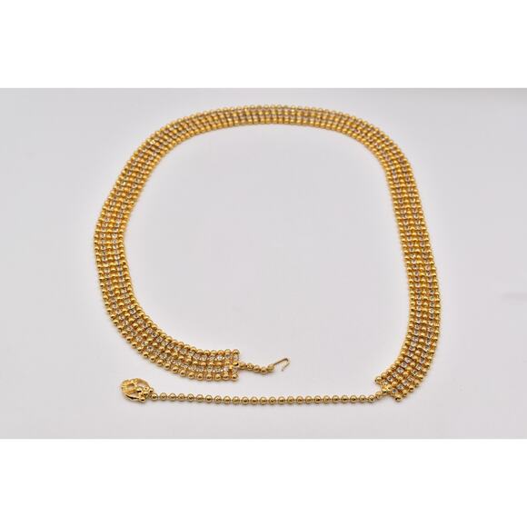 Vintage Gold Tone Rhinestone Mesh Chain Belt Adjustable 32-38\